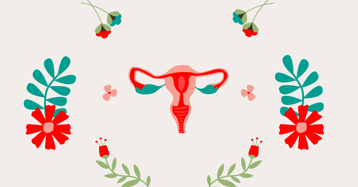 Livmoder, blomster, rød, grøn