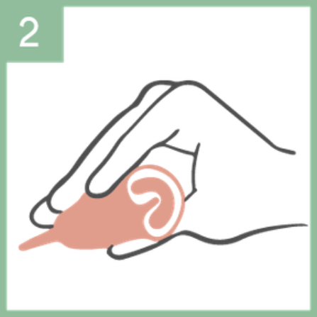 FemiEko illustration: a menstrual cup folded between fingers
