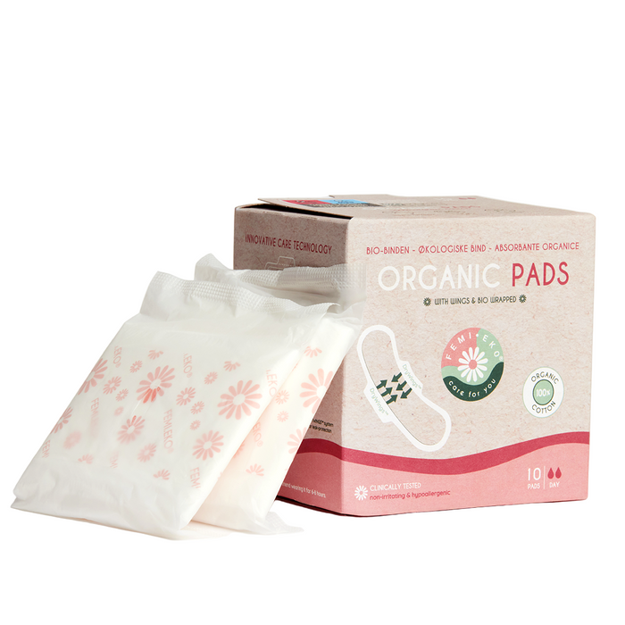 Pads with wings in organic cotton — FemiEko