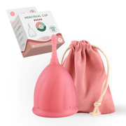 Femieko menstruationskop pink Str M 32 ml med Saniconcentrate Technology i original emballage | antibacterial pink menstrual cup size M 12 hours protection packaging