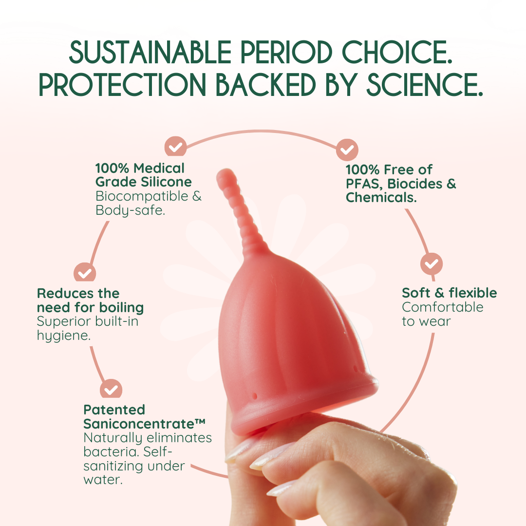 antibakteriel menstruationskop pink Str M i medicinsk silikone | antibacterial menstrual cup size M medical grade silicone