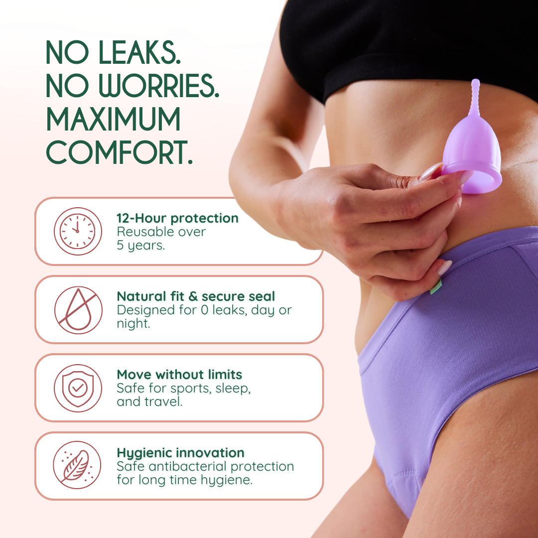 genanvendelig menstruationskop Str M op til 12 timers beskyttelse | reusable menstrual cup up to 12 hours protection