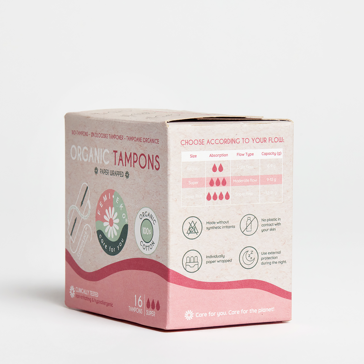 Organic cotton tampons | Super | 16 pcs