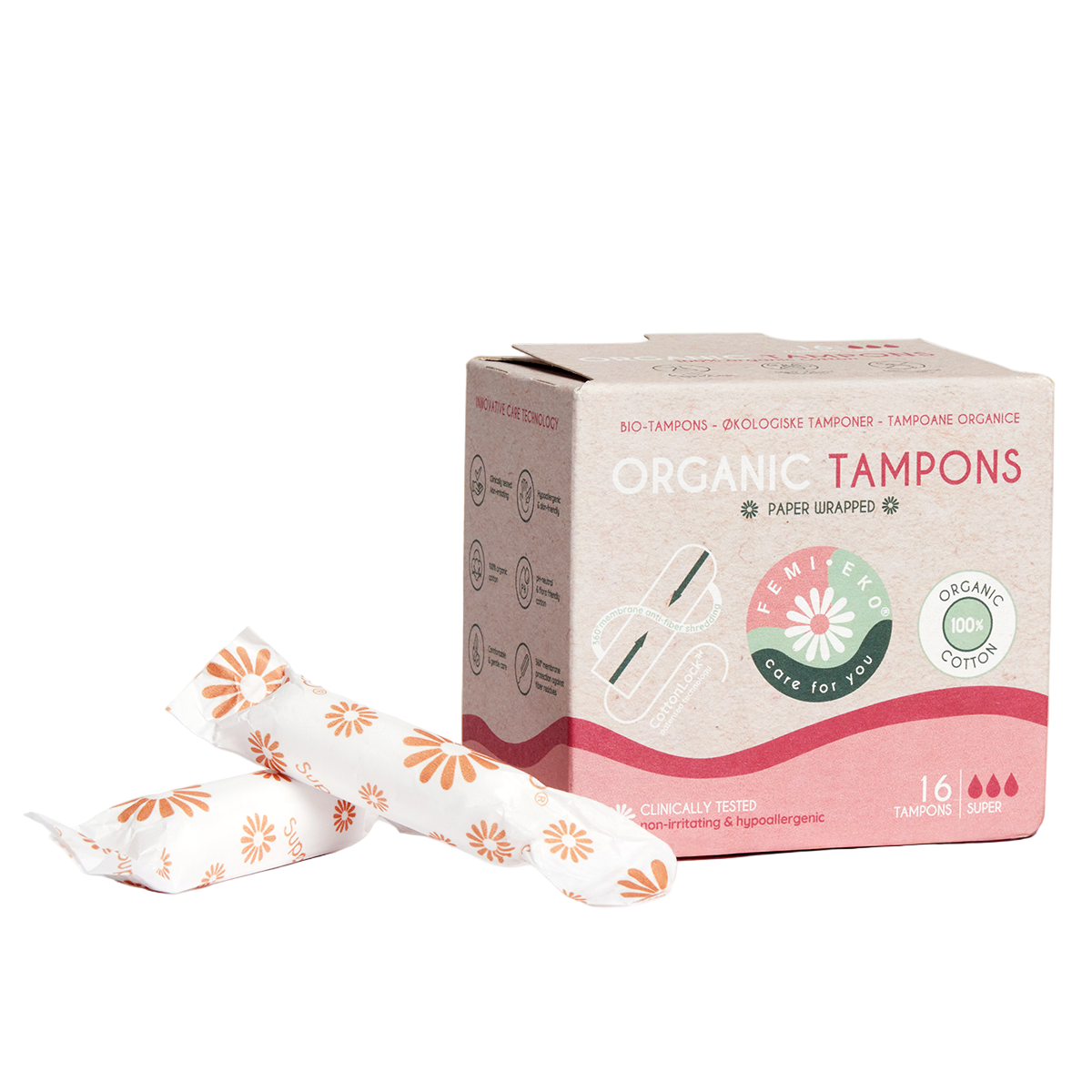 Organic cotton tampons | Super | 16 pcs