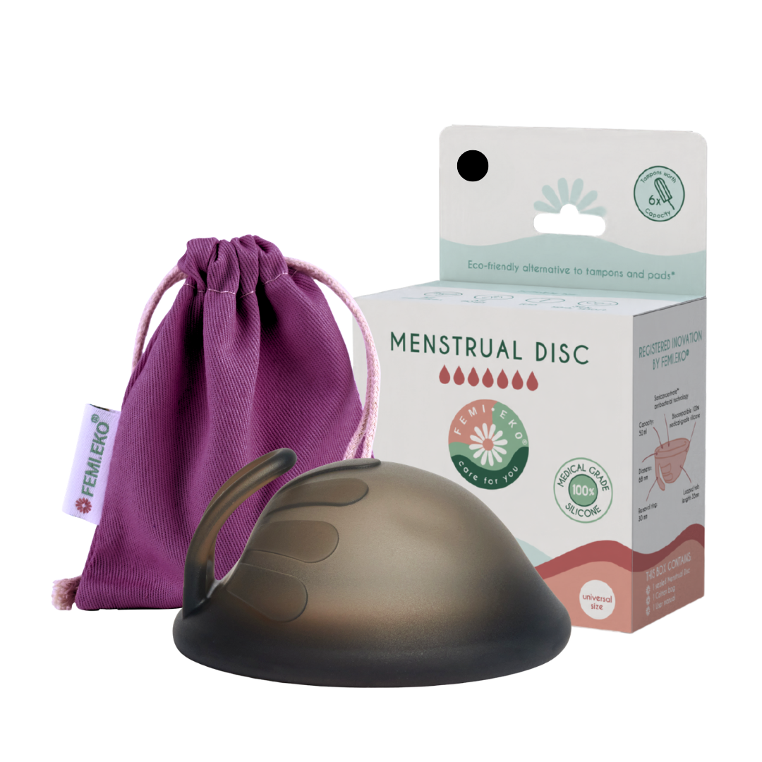genanvendelig menstruationsdisk op til 12 timers beskyttelse | reusable menstrual disc up to 12 hours protection