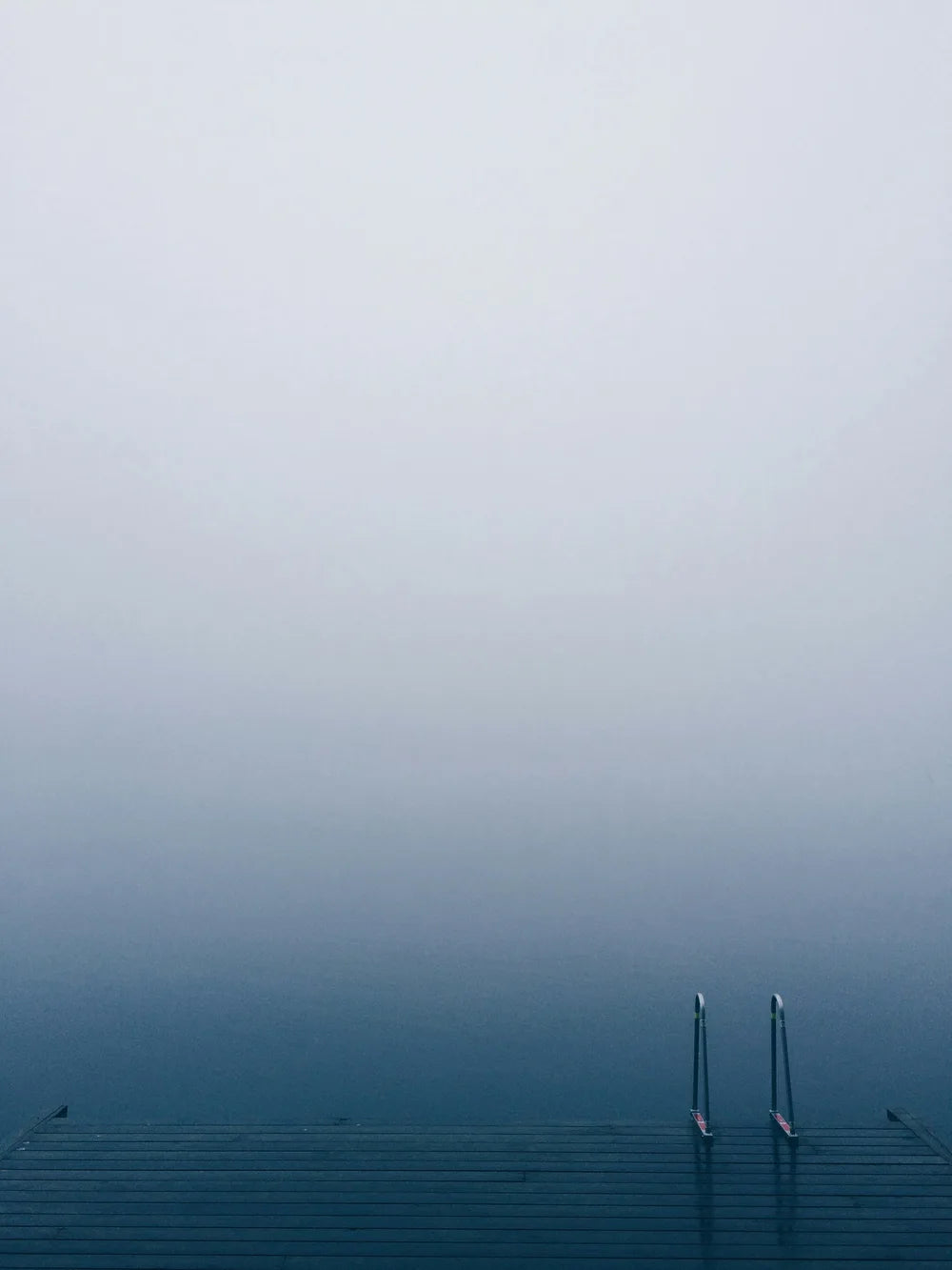 A misty winter bathing pier