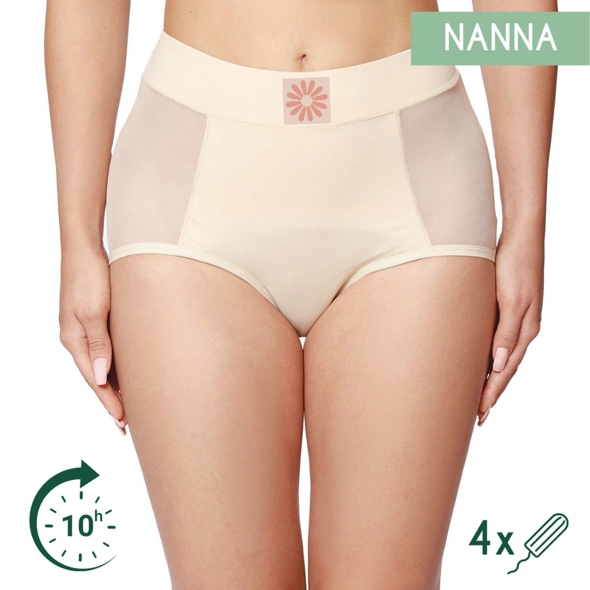 NANNA Menstrual panties, high-waist, beige